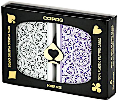 Copag speelkaarten 8,8 x 6,3 cm pvc paars/grijs 3 delig