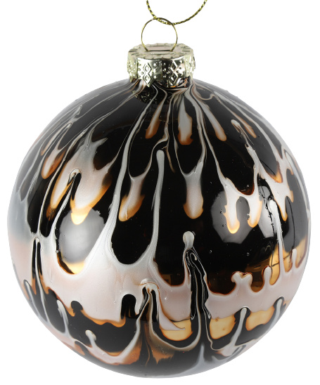 Non Branded kerstbal Defoe 8 cm glas zwart/wit/goud Non Branded kerstbal Defoe 8 cm glas zwart/wit/goud