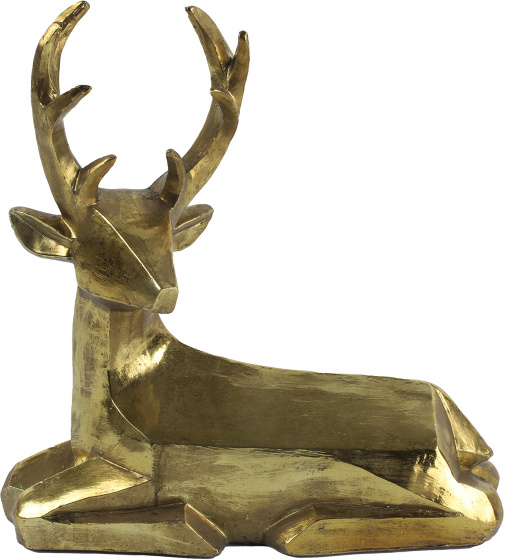 Neznačkové vianočné socha Vaso ležiace jeleň 41 cm polystone zlatá