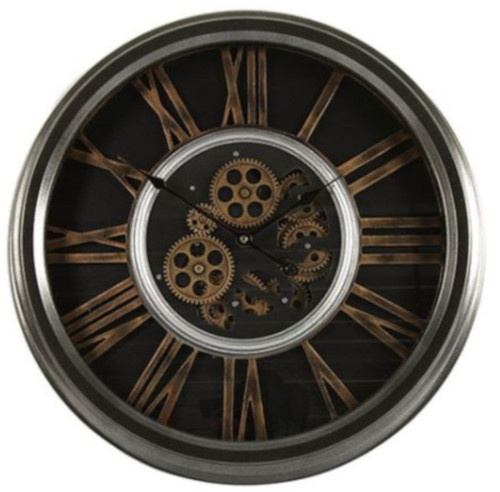 Non-Branded nástenné hodiny Grant okrúhle 52,2 cm niklovo šedé/čierne