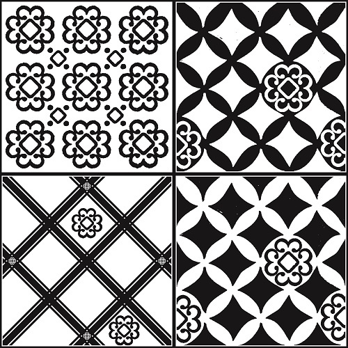 Crearreda samolepky na dlaždice Obklady B&W Azulejos 20x20cm PVC
