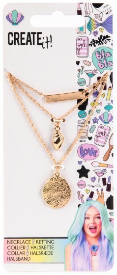 Create It! 3 in 1 ketting met schelp goud