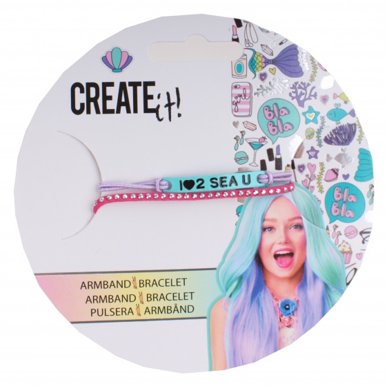 Create It! armbandje met bedeltjes blauw/paars/roze