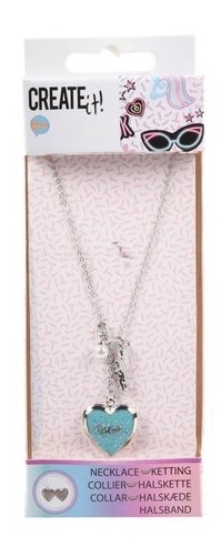 Create It! ketting hart meisjes zilver/blauw one size