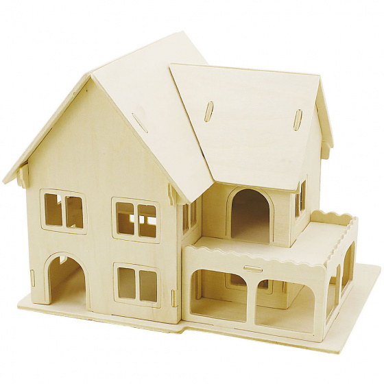 Creotime 3D houten set huis met veranda 22,5 x 16 x 17,5 cm Creotime 3D houten set huis met veranda 22,5 x 16 x 17,5 cm