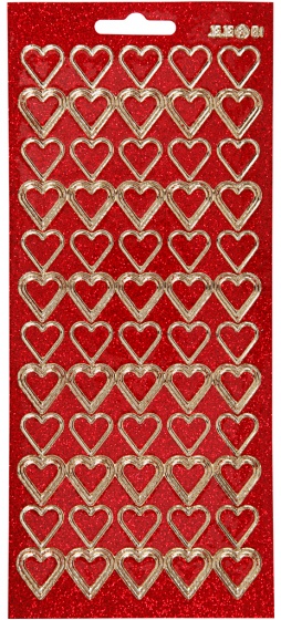 Creotime foliestickers harten glitters 1 stickervel rood