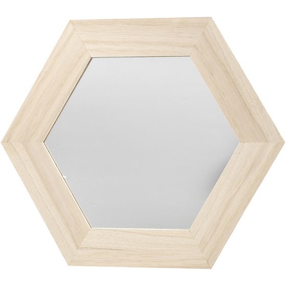 Creotime zrkadlo šesťhranné s rámom 26 x 26 cm prírodné