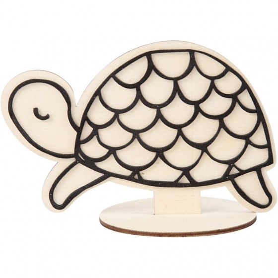 Creotime houten figuur om te decoreren schildpad 10 cm