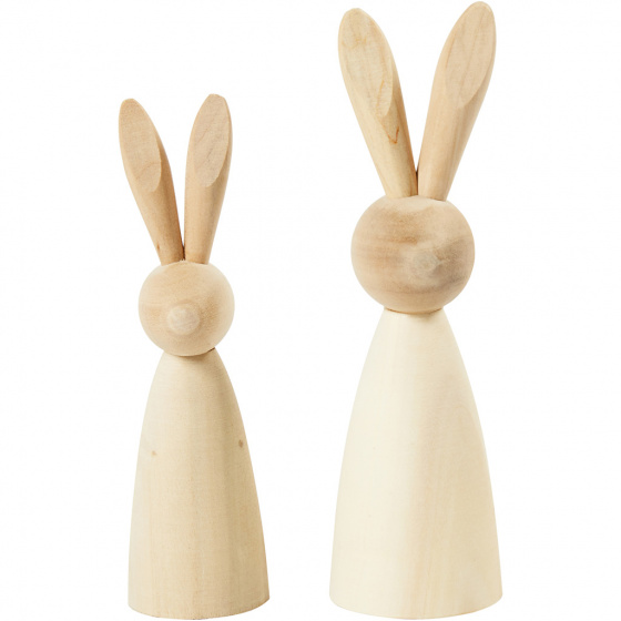 Wooden rabbits 12 + 14 cm x 3,5 + 4 cm brown