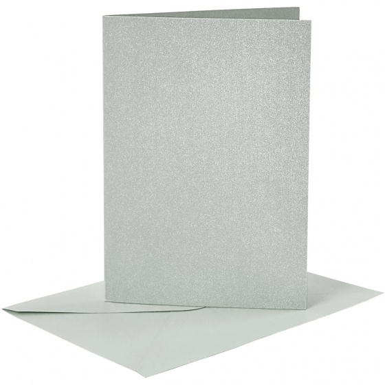 Creotime Karty s obálkami 10,5 x 15 cm 4 kusy strieborné
