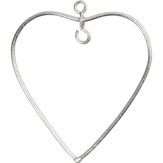Creotime metalen hart 6,5 cm zilver 6 stuks