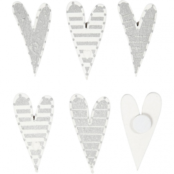Creotime stickers hartjes wit/zilver 25x45 mm 8 stuks