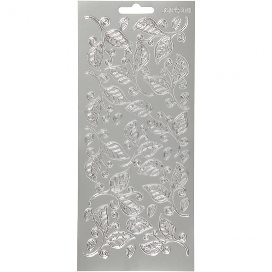 Creotime stickers zilver bladeren patroon