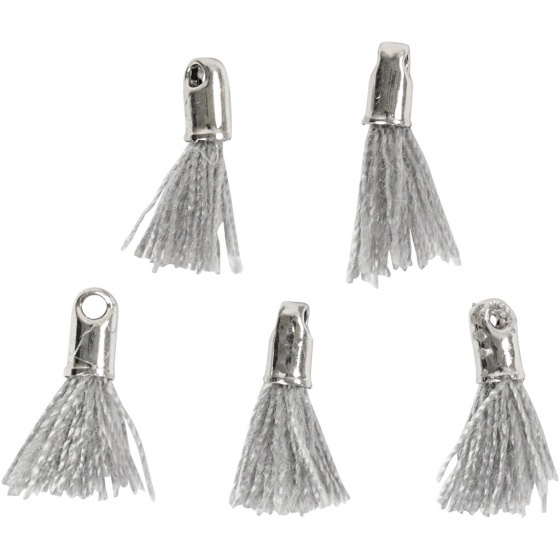 Creotime tassels 10 mm 5 stuks grijs