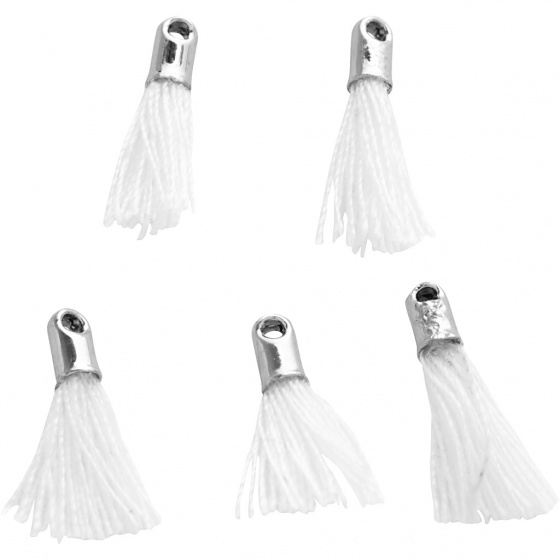 Creotime tassels 10 mm 5 stuks wit