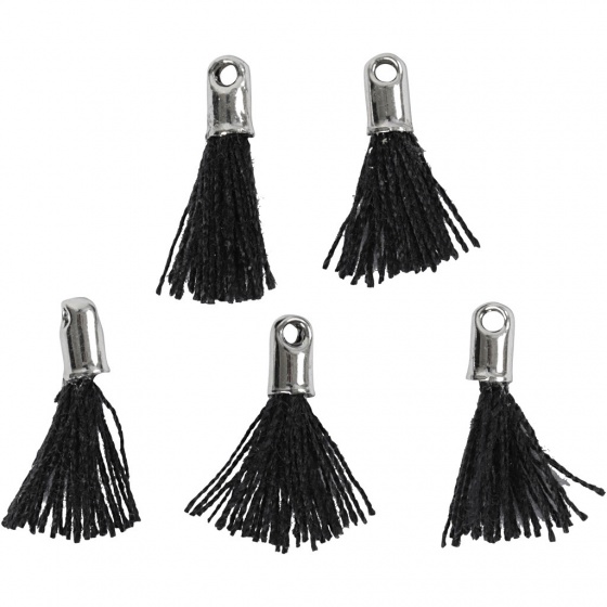 Creotime tassels 10 mm 5 stuks zwart
