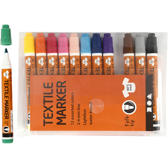 Creotime textilné perá Fix 2-4 mm filc 12 kusov