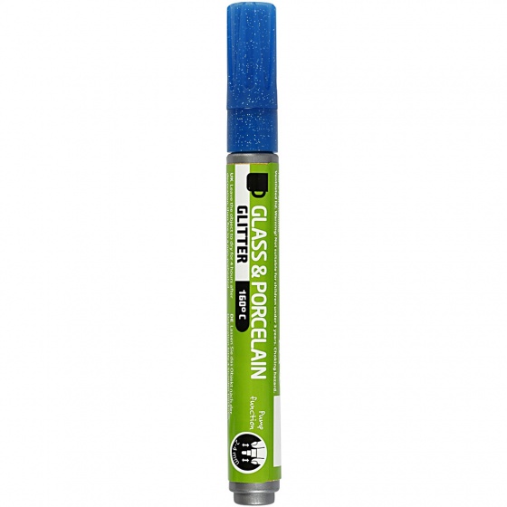 Creotime verfstift glas & porselein glitter blauw