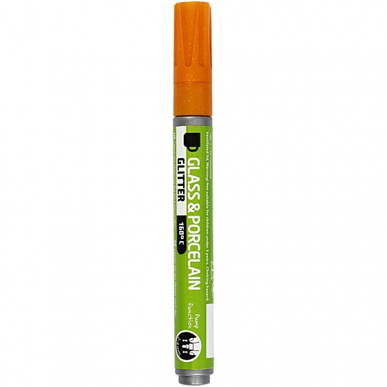 Creotime verfstift glas & porselein glitter oranje
