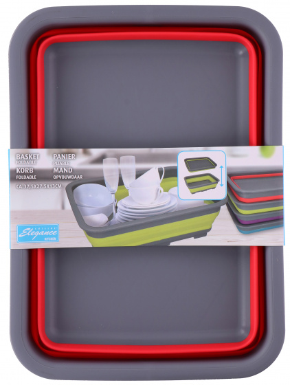 foldable laundry basket 37.5 x 27.5 x 13 cm red/grey