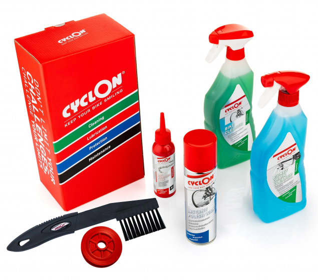 Cyclon onderhoudsset bike essentials dry lube rood 5 delig