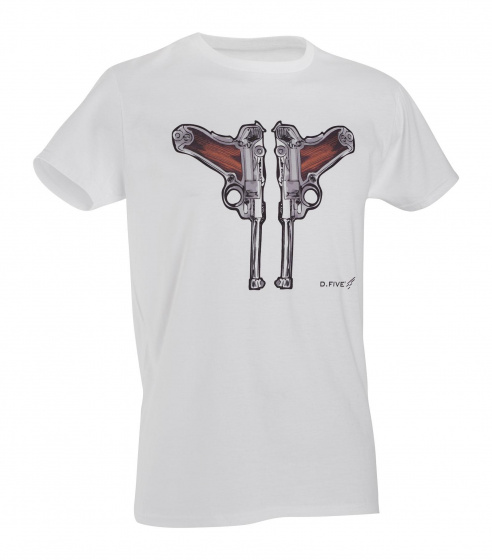 T-shirt Luger Guns mens cotton white size S