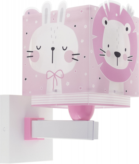 Dalber wandlamp baby jungle 13,5 x 20 x 24 cm 60w roze/wit