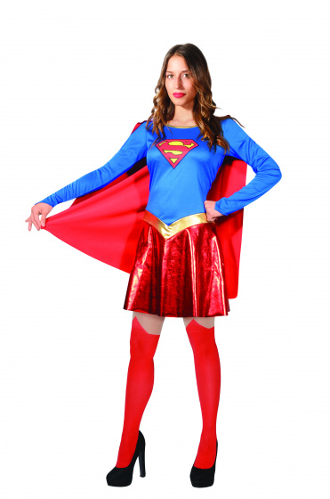 DC Comics kostýmový oblek Superman dámsky polyester červený/modrý mt S