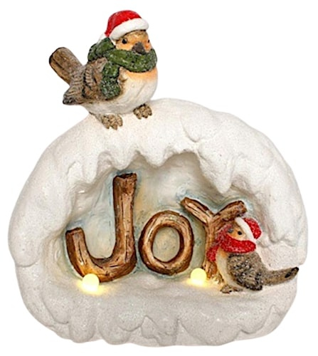 White label joy robin led 35 cm polyresin biely