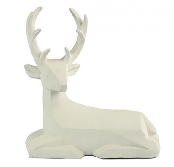 Non-Branded dekorácie obrázok jeleň Vaso 16 cm polystone biela