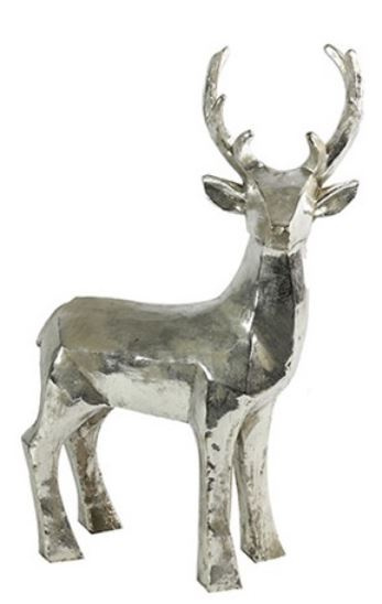 Neznačkové dekorácie socha jeleňa Vaso 59 cm polystone strieborná