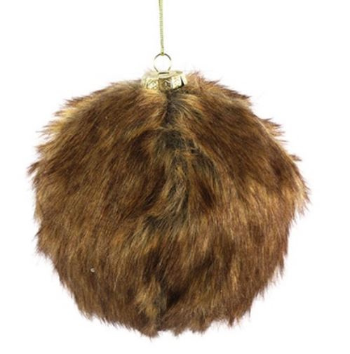 Non-Branded vianočné gule Cezar 12 cm textilná hnedá