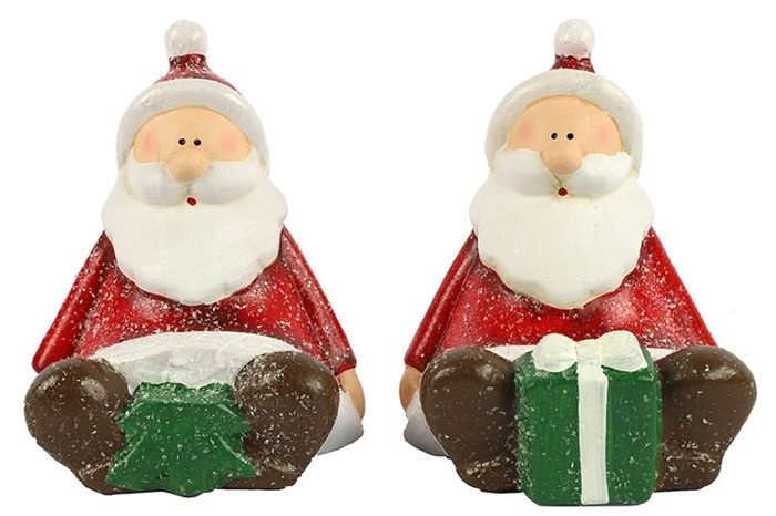 Neznačkový Santa Claus sediaci 12,5 cm keramická červená