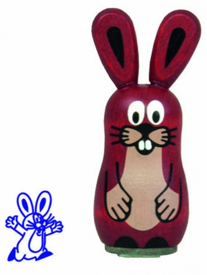 Detoa stempel springende haas 5 cm hout roodbruin