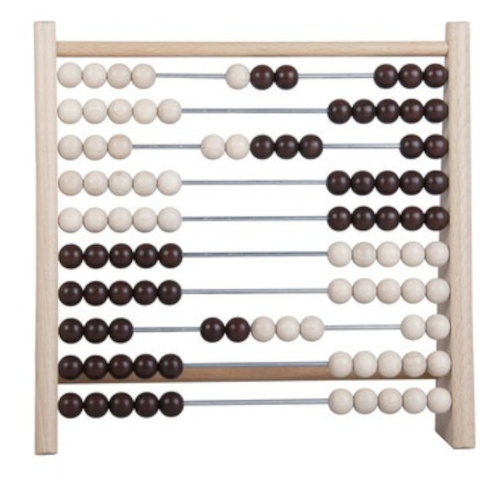 Detoa telraam abacus junior 24 x 23 cm hout wit/zwart