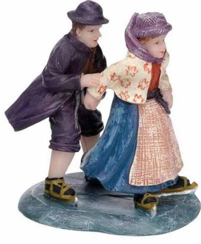 Dickensville vianočná figúrka Hindelooper skaters 5 cm fialová/modrá