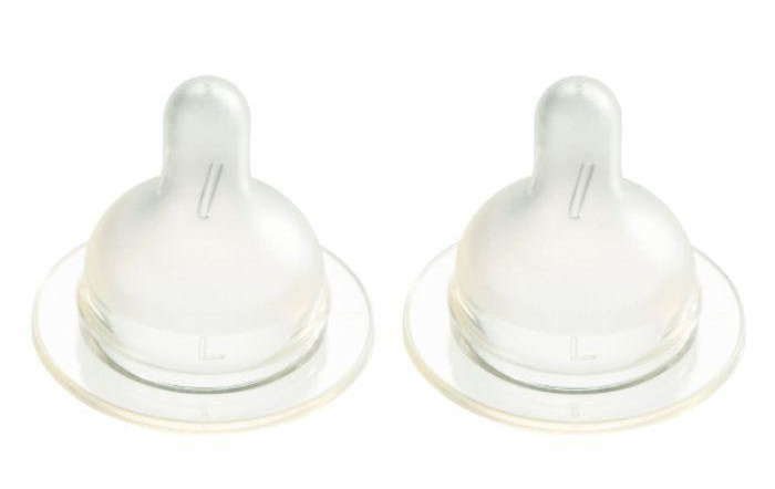 bottle teat Wide L silicon transparent 2 pieces
