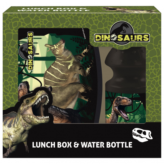 Dinosaurs lunchset junior zwart/groen 2 delig