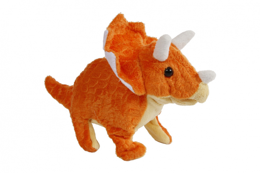 DinoWorld loopdino triceratops jongens 13 cm pluche oranje