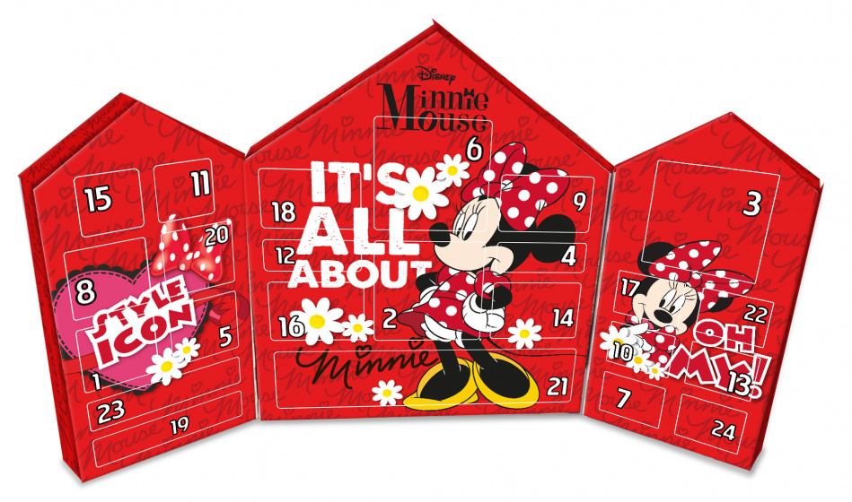 Disney adventný kalendár Minnie Mouse kartónový červený 25dielny
