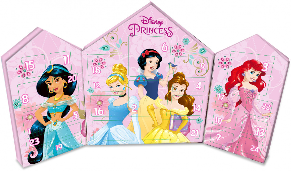 Disney adventný kalendár Princezná kartónová ružová 25dielna