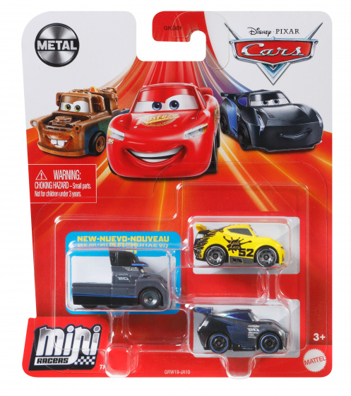 Disney auto Cars Mini Racers junior oceľ sivá/žltá 3-diel