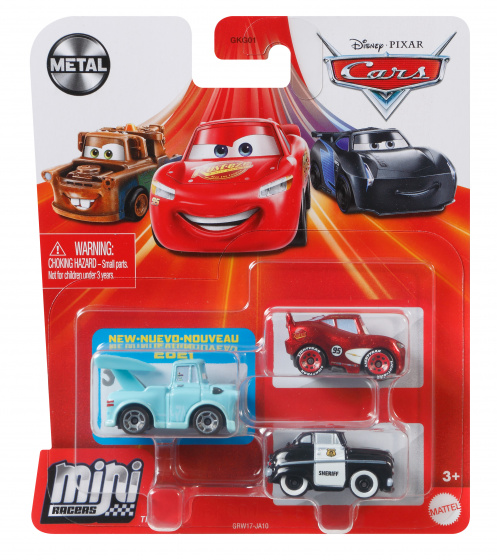 Disney auto Cars Mini Racers junior oceľ modrá/červená 3-diel