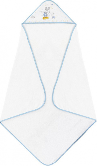 bath cape Mickey Mouse junior 100 cm cotton white/blue
