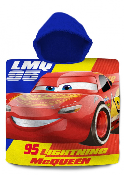 Disney badponcho cars junior 120 x 60 cm katoen blauw
