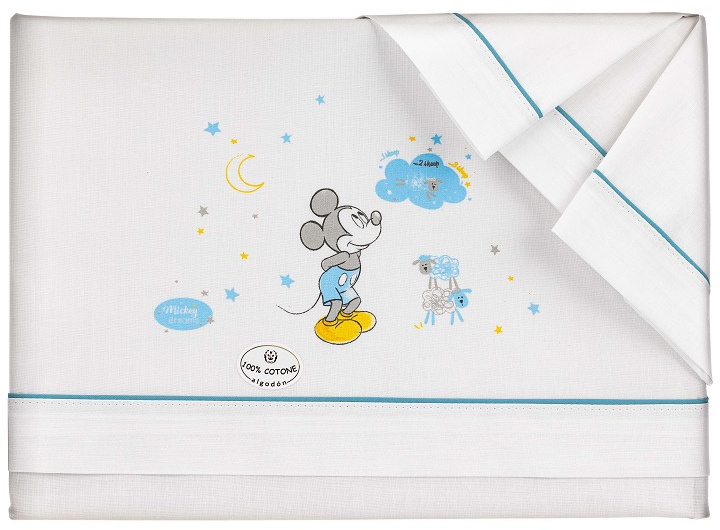 bed linen Mickey Mouse 70 x 140 cm cotton white/blue