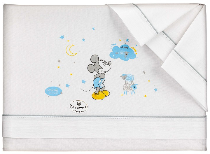 bed linen Mickey Mouse 70 x 140 cm cotton white/grey