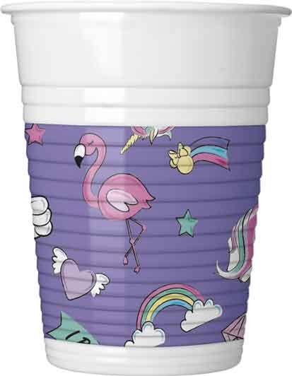 Disney párty šálky Minnie Unicorn 200 ml 8 ks fialová/biela