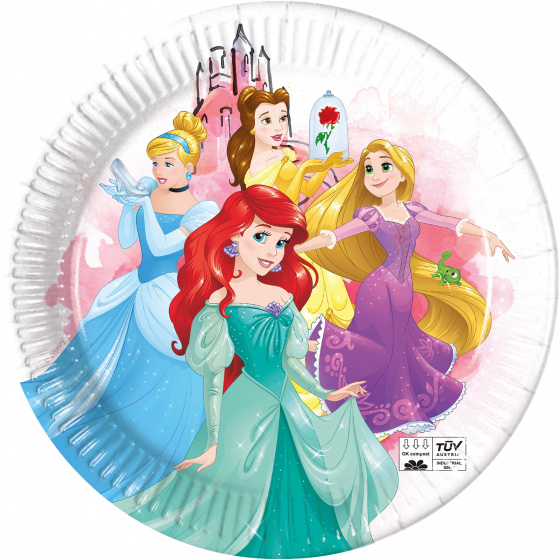 Disney party cedule princess junior 23 cm kartón biely 8 ks