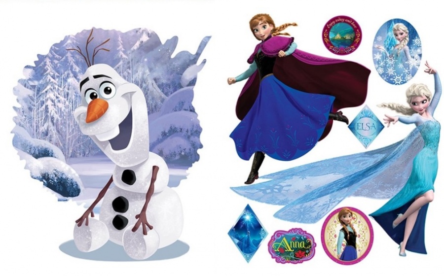 Disney muursticker frozen elsa, anna en olaf 2 stickervellen